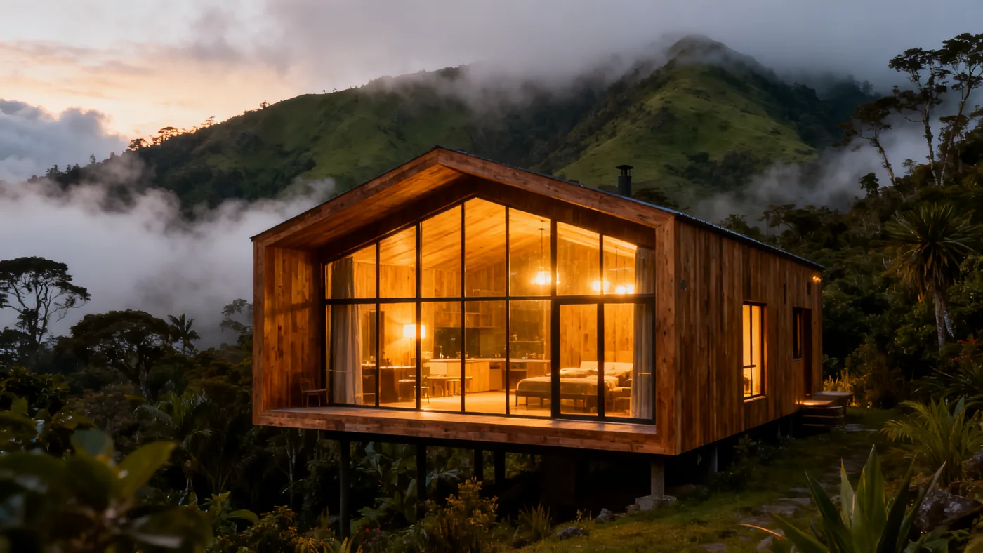 Cabaña Helecho entre la vegetación